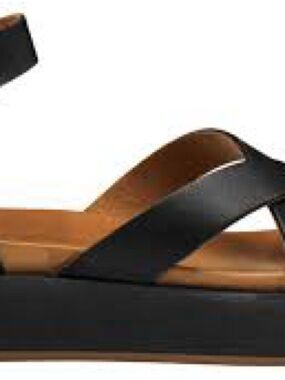Inuovo Black Leather Platform Sandals